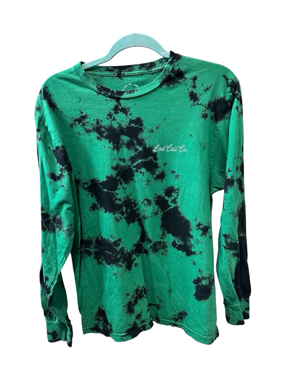 Last Call Co. Green & Black Tie-Dye Long Sleeve Evil Eye Graphic Tee Size M